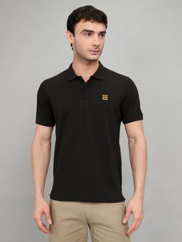 Rock.it - Mens Black Regular Fit Half Sleeve Solid Polo T-Shirt