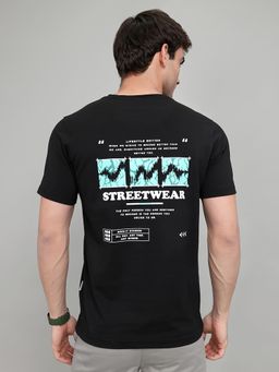 Rock.it - Men's Black Half Sleeve Round Neck Printed T-Shirt