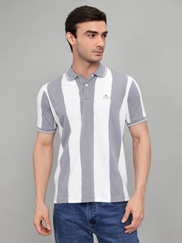 Rock.it - Mens Multi-Color Colorblock Regular Fit Half Sleeve Striped Polo T-Shirt
