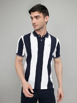 Rock.it - Mens Multi-Color Colorblock Regular Fit Half Sleeve Striped Polo T-Shirt