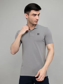 Rock.it - Men's Grey Regular Fit Half Sleeve Polo T-Shirt