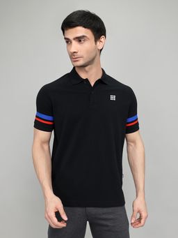 Rock.it - Men's Black Regular Fit Half Sleeve Polo T-Shirt