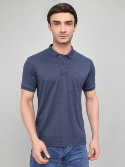 Monte Carlo - Mens Blue Regular Fit Solid Polo T-Shirt