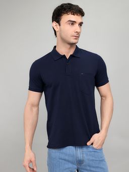 Monte Carlo - Mens Navy Blue Regular Fit Solid Polo T-Shirt