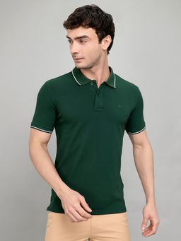 Monte Carlo - Mens Green Regular Fit Solid Polo T-Shirt