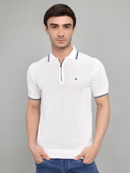 Monte Carlo - Men's White Stripes Polo T-Shirt