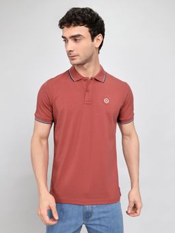Monte Carlo - Mens Rust Half Sleeve Textured Polo T-Shirt