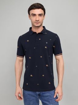 Monte Carlo - Mens Navy Blue Smart Fit Half Sleeve Polo T-Shirt