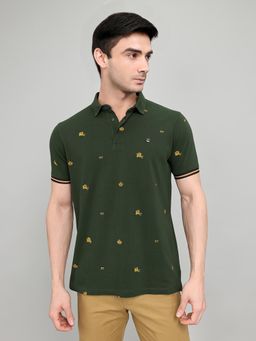 Monte Carlo - Mens Green Smart Fit Half Sleeve Polo T-Shirt