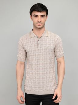Monte Carlo - Men's Regular Fit Half Sleeve Jacquard Polo T-Shirt
