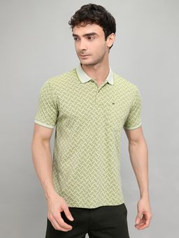 Monte Carlo - Mens Green Regular Fit Half Sleeve Printed Polo T-Shirt