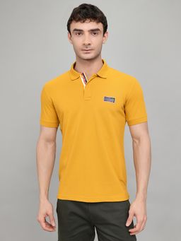 Monte Carlo - Mens Mustard Slim Fit Half Sleeve Solid Polo T-Shirt