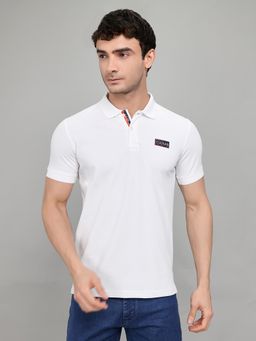 Monte Carlo - Mens White Slim Fit Half Sleeve Solid Polo T-Shirt