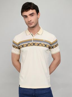 Monte Carlo - Mens Beige Slim Fit Half Sleeve Printed Polo T-Shirt