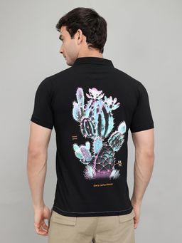 Monte Carlo - Mens Black Regular Fit Half Sleeve Printed Polo T-Shirt