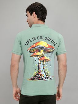 Monte Carlo - Mens Green Regular Fit Half Sleeve Printed Polo T-Shirt