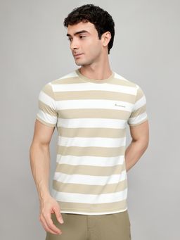 Monte Carlo - Mens Slim Fit Half Sleeve Striped Round Neck T-Shirt