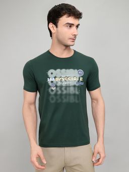 Monte Carlo - Mens Green Regular Fit Half Sleeve Printed T-Shirt