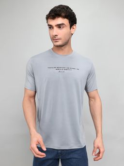 Monte Carlo - Mens Grey Regular Fit Half Sleeve Printed T-Shirt