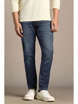 Louis Philippe - Men Navy Blue Mid Wash Regular Fit Jeans