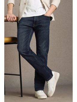Louis Philippe - Men Navy Blue Mid Straight Fit Jeans