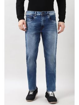 Peter England - Men Blue Mid Wash Jeans