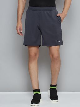 Alcis - Men Charcoal Grey Solid Slim Fit Sports Shorts