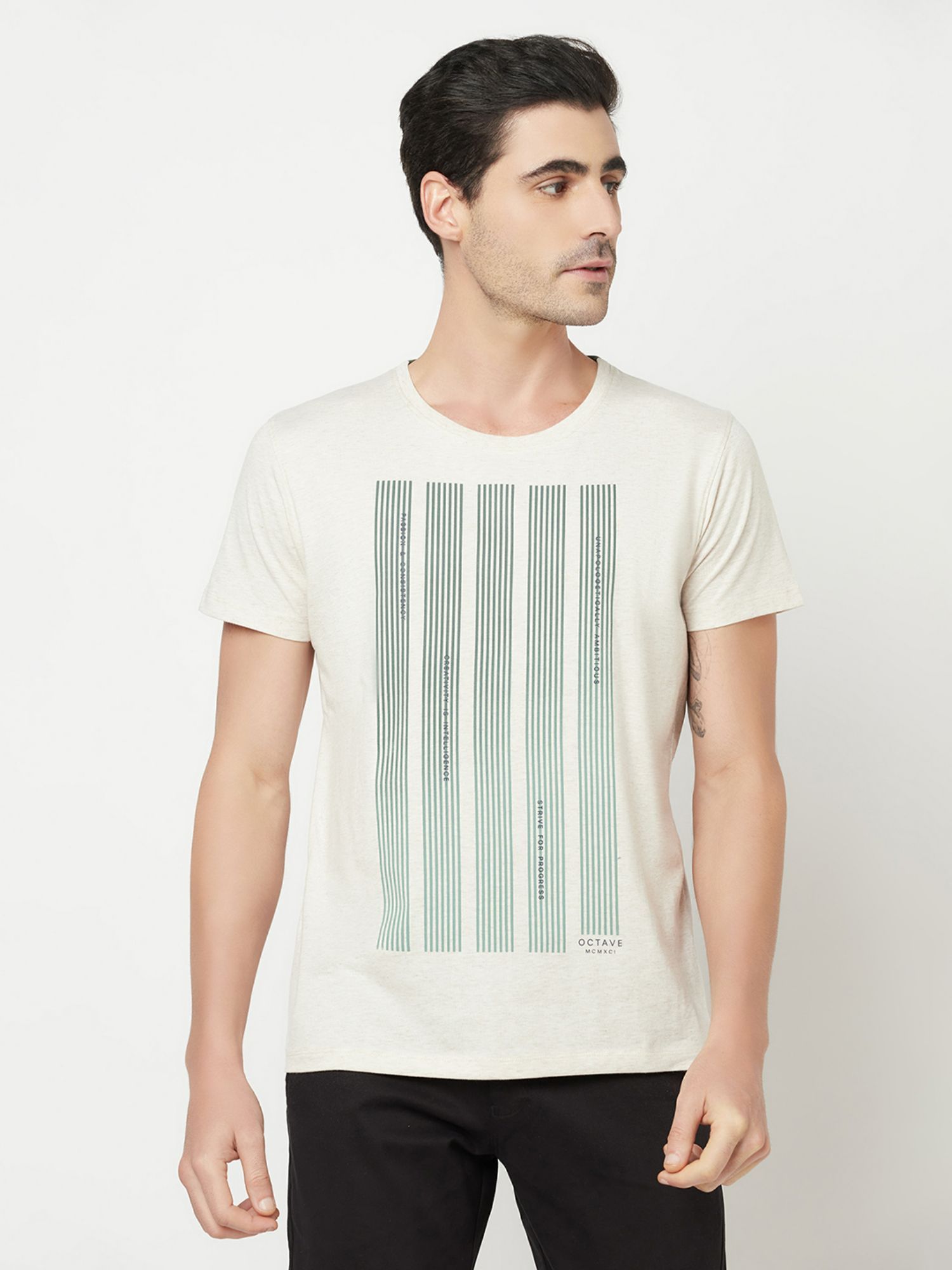 Buy Octave Men White Stripes Printed 