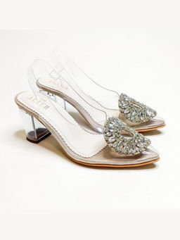 THE ALTER - Layla Embellished Beige Acrylic Block Heels