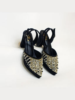 THE ALTER - Amara Black Embellished Block Heels