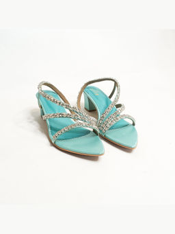 THE ALTER - Kiara Blue Embellished Block Heels