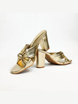 THE ALTER - Knotted Gold Block Heels