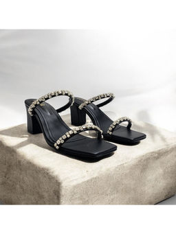 THE ALTER - Alina Black Embellished Block Heels