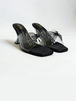 THE ALTER - Black Bling Bow Transparent Heels
