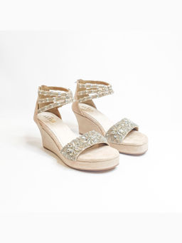THE ALTER - Bella Beige Embellished Wedges