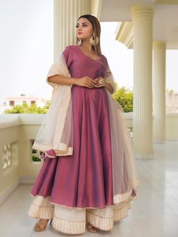 POMCHA - Cotton Silk Purple Angrakha (Set of 3)