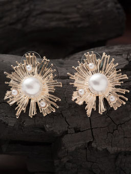 E2O - Self Design Pearl Over Sized Earrings