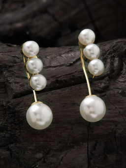 E2O - Self Design White Pearl Huggie Earrings