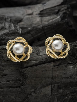 E2O - Classic Floral Design Gold Plated Studs
