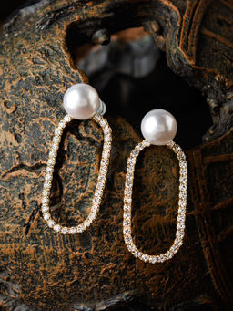 E2O - Contemporary Golden Peral Drop Earring For Women