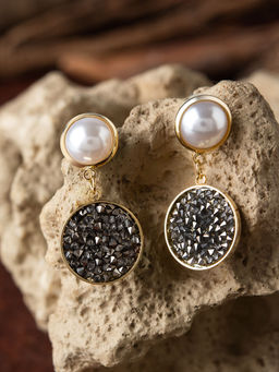E2O - Quirky Silver With White Peral Embellished Drop Earring Women