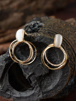 E2O - Quirky Golden With Diamond Embellished Stud Earring For Women