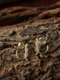 E2O - Contemporary Golden Peral Embellished Stud Earring For Women