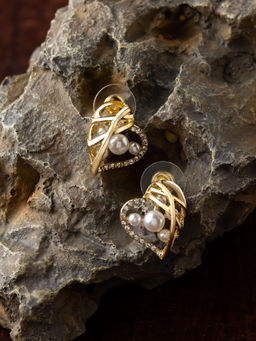 E2O - Contemporary Golden Round Shaped Hoop For Women