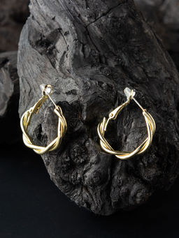 E2O - Quirky Golden With White Beads Embellished In Round Shaped Drop Earring For Women