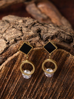 E2O - Contemporary Golden Round Shaped Hoop For Women