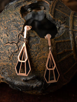 E2O - Contemporary Golden Drop Earring Embellished With White Beads For Women