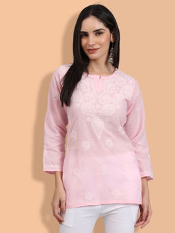 PARAMOUNT CHIKAN - Women Hand Embroidered Ethnic Motifs Chikankari Cotton Kurti