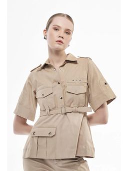 Label Aparna Rawat - Beige Military Top