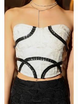 Label Aparna Rawat - White Leather Detailing Corset Top